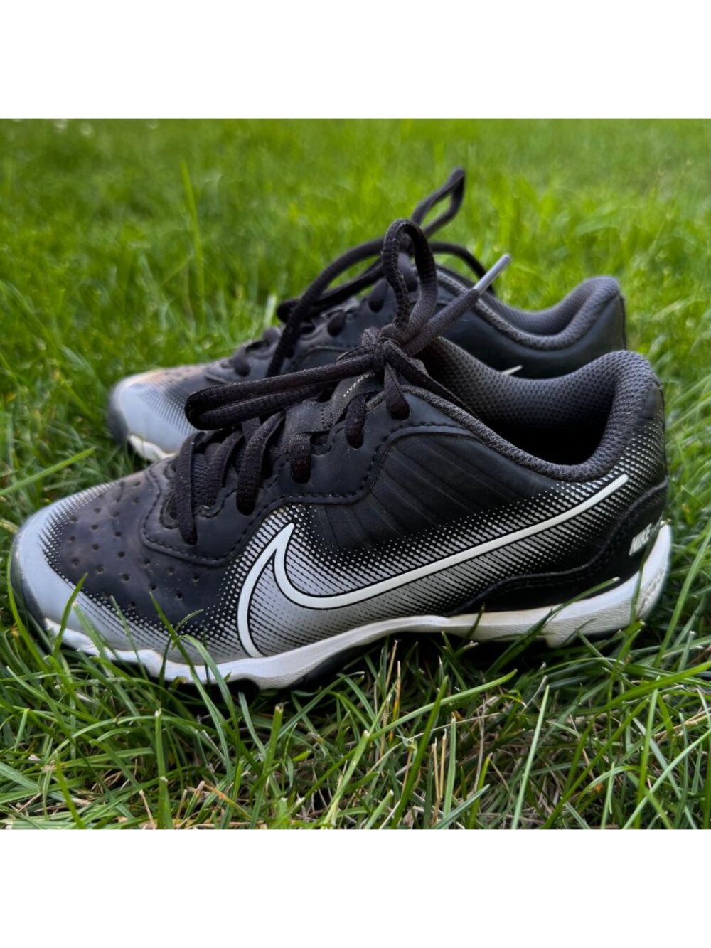 Nike Diamond Baseball Cleats Boys Kids Size 12 Black Gray White Fastflex